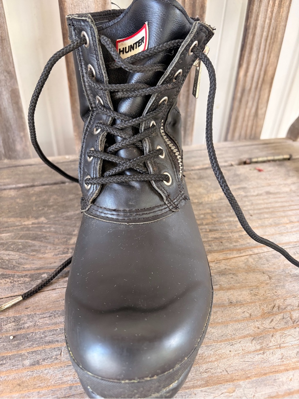 Hunter Black Lace-Up Boot Interior - Picture 7 of 8